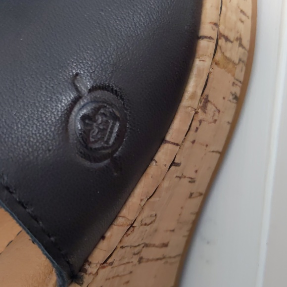 Born Agnio Cork Wedge Sandal, Black, Leather - Picture 6 of 8